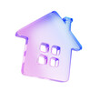 © marozhkastudio - 3d glass morphism house building isolated render icon. Buying property, construction, insurance, residential rental, loan. Holographic iridescent texture of crystal home for ui design