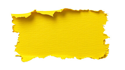 Wall Mural - textured yellow paper fragment, torn edges, vibrant color, isolated , cut out transparent