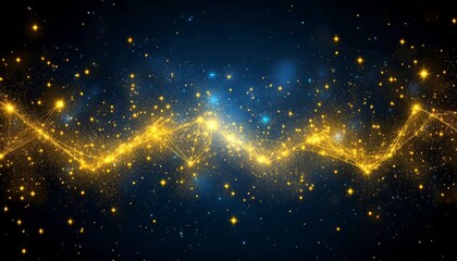 Wall Mural - glowing golden network, interconnected nodes and edges, vector design, saturated colors