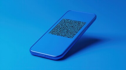 Abstract mobile phone with code pattern on blue background