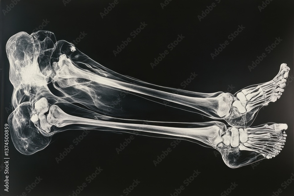 This photo shows an Xray image of a foot and a bone providing a clear ...