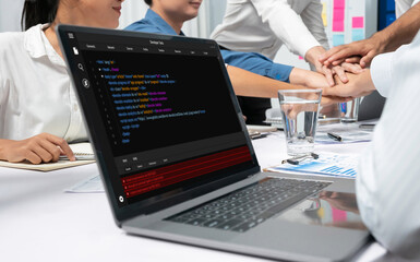 software development programming on computer screen for brisk application and program coding