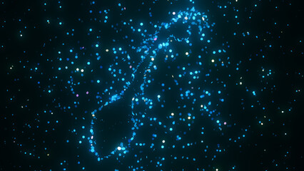 Wall Mural - futuristic digital visualization of norway map composed of glowing blue particles. the abstract cosm