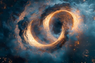 Wall Mural - Visual representation of a wormhole connecting two universes, generating energy, light, and cosmic matter