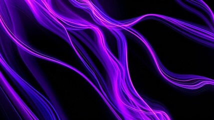 Wall Mural - flowing purple light waves gracefully dance across a dark backdrop, creating a soothing and captivat