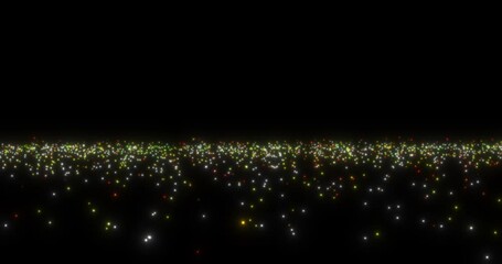 Wall Mural - sparkling particles flying in the same plane. multi-colored flying particles on a black background. 