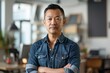 © CojanAI - Portrait of a middle aged Asian male worker in start up company office