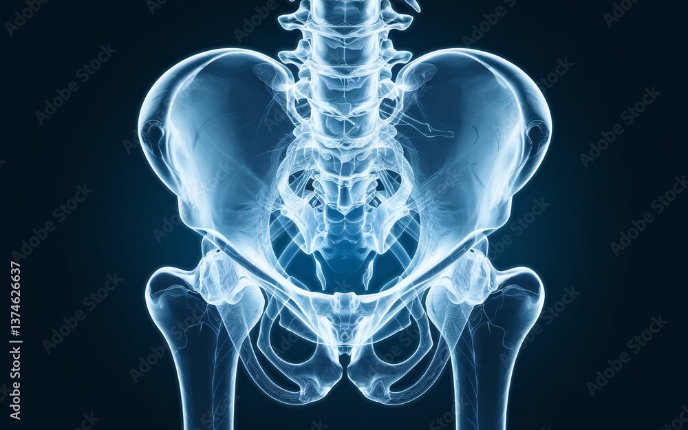Hip Bone Cross-Section neon, X-Ray Pelvis and Spine Anatomy Stock ...