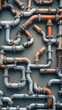 © Vitaliy - Intricate network of copper pipes creating an abstract industrial design in decorative wallpaper