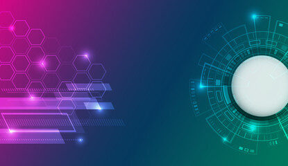 Fototapete - Electronic vector illustration. Abstract modern digital science technology futuristic circuit board. Design for presentation. Cyber connection on the blue background. Hi-tech communication design.