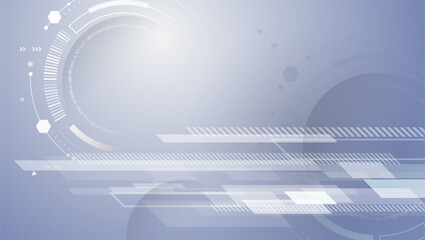 Fototapete - Hi-tech vector illustration with various technology elements. Abstract global sci-fi concept. Digital internet communication on grey background. Wide Cyber security internet and networking concept.