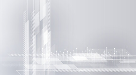 Fototapete - Wide Cyber security internet and networking concept. Hi-tech vector illustration with various technology elements. Abstract global sci-fi concept. Digital internet communication on grey background.