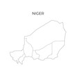 © polgin - Black and white vector outline map of Niger, showing its regions and borders, suitable for educational, political, and geographic reference