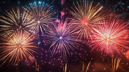 Spectacular fireworks exploding in the sky celebrating joyful occasions image