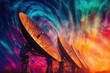 © Isuru - Giant satellite dishes under a vibrant, swirling nebula, reaching for the cosmos.
