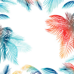 Frame with palm leaves. hand drawn. Not AI, Vector illustration