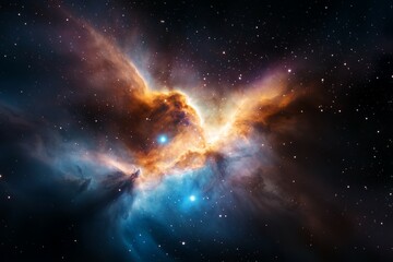 Wall Mural - colorful nebula in space with a blue and orange cloud