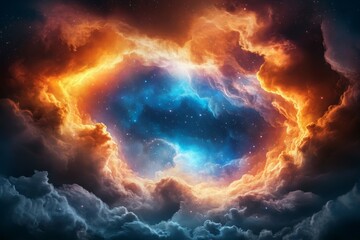 Wall Mural - colorful cloud with a blue and orange center