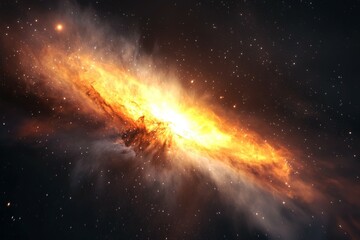 Wall Mural - large yellow star in the sky with a lot of stars around it