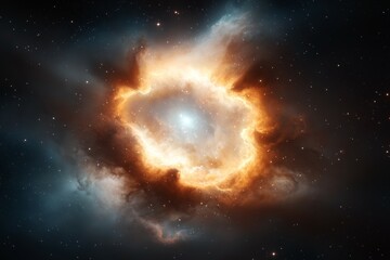 Wall Mural - bright orange cloud in the sky with a dark background