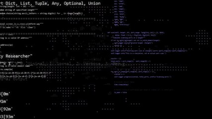 Wall Mural - abstract glowing colorful coding background with zoom animation. black background and developing app