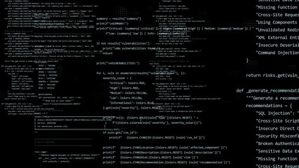 Wall Mural - illustration with a lot of code programming. black backgroud and developing software app