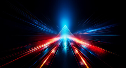 Wall Mural - vibrant abstract image of dynamic light trails. red and blue streaks converge on a dark backdrop, co