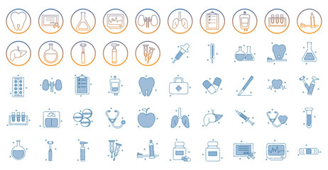  Set of health vector icons with a white background