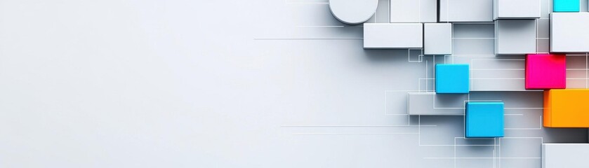 Aufkleber - Abstract white and gray background design line tech illustration