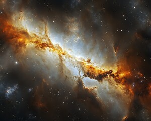 cosmic nebula with orange blue hues.