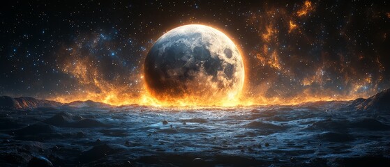 Wall Mural - a subtle presence of moon is emphasized by an imaginative image featuring a new moon set against a b