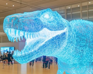 Aufkleber - Immersive XR Dinosaur Experience Holographic T-Rex Projection Revolutionizing Museum Education through Advanced Digital Storytelling and Interactive Prehistoric Visualization