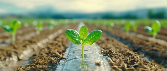 Poster - Precision Agriculture Revolution Smart Irrigation Innovation with Eco-Friendly Young Seedlings Showcasing Climate-Resilient Sustainable Farming Technologies