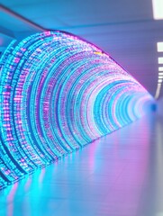 Leinwandbilder - Quantum Digital Tunnel Immersive Cyberpunk Data Visualization Exploring Futuristic Network Connectivity with Iridescent Neon Gradient Aesthetic