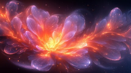 Wall Mural - abstract neon fractal wallpaper with space