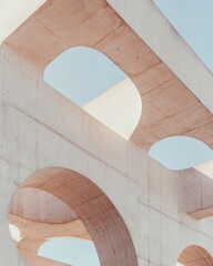 Aufkleber - Brutalist Architectural Minimalism Soft Pastel Concrete Curves Exploring Neo-Modernist Design Principles in Contemporary Urban Spatial Innovation