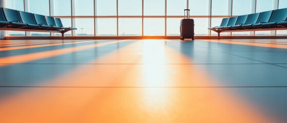 Poster - Minimalist Travel Sanctuary Future-Ready Airport Lounge Design with Sleek Ergonomic Seating and Ambient Light - Digital Nomad Workspace Inspiration