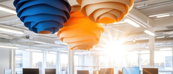 Poster - Sculptural Illumination Modular Design Meets Workplace Innovation - Next-Gen Office Lighting with Color Psychology and Dynamic Spatial Transformation