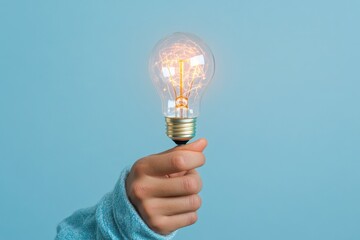 Aufkleber - Illuminating Innovation Minimalist Blue-Toned Conceptual Lightbulb Metaphor for Creative Thinking, Entrepreneurial Vision, and Sustainable Breakthrough Solutions