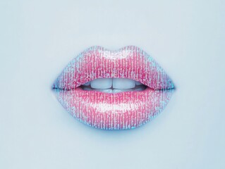 Leinwandbilder - Digital Transformation Aesthetics AI-Inspired Biometric Lips - Futuristic Tech Branding and Creative Communication Visualization