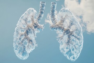 Fototapete - Ethereal Lung Visualization Innovative Digital Health Exploring Respiratory Wellness, Pneumonia Awareness, and Advanced Medical Imaging Technology