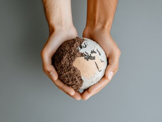 Aufkleber - Eco-Conscious Climate Action Minimalist Global Stewardship Concept with Textured Earth Model Highlighting Sustainable Collaborative Future for Business and Innovation