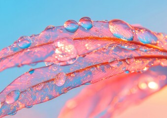 Poster - Ethereal Hydration Macro Dew Crystal Landscape in Pastel Iridescence - Innovative Wellness Design for Digital Creative Mindfulness Experience