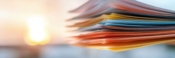 Leinwandbilder - Minimalist Digital Workflow Optimization Vibrant Multi-Layered Document Spectrum Showcasing Adaptive Workspace Organization and Productivity Solutions