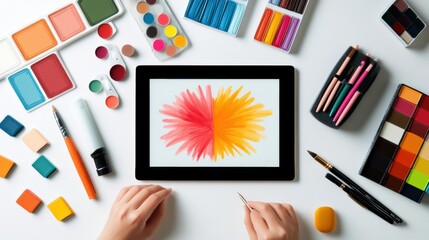 Leinwandbilder - Vibrant Digital Design Workflow Creative Workspace Showcasing Colorful Graphic Art, Innovative Color Palette, and Professional Digital Tools for Modern Content Creators