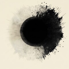 Aufkleber - Abstract Circular Gradient with Black Hole and Linear Design, Exploring Contrast and Distortion
