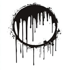 Poster - Abstract Ink Circle with Dripping Paint - Graphic Element for Design and Artistic Projects.
