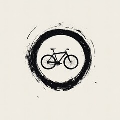 Poster - Bike within the Brushstroke: A Minimalist Bicycle Graphic with Artistic Circle Frame and Clean, Simple Style