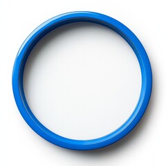 Aufkleber - Bright Blue Circle Frame on White Textured Background - Minimalist Design, Clean Lines, Modern Style