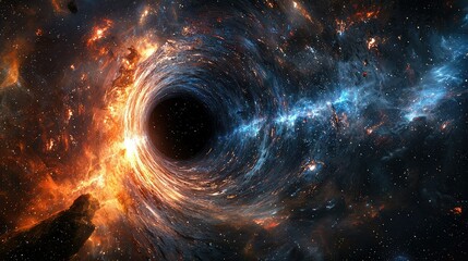 Wall Mural -  Numbers bending and folding into the event horizon of a black hole.